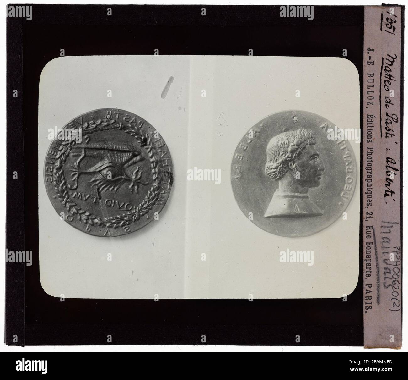 Médailles. Alberti Médailles. 'Alberti'. Plaque de projection noir et blanc. 1900-1930. Photographie de Jacques-Ernest Bulloz (1858-1942). Musée des Beaux-Arts de la Ville de Paris, petit Palais. Banque D'Images
