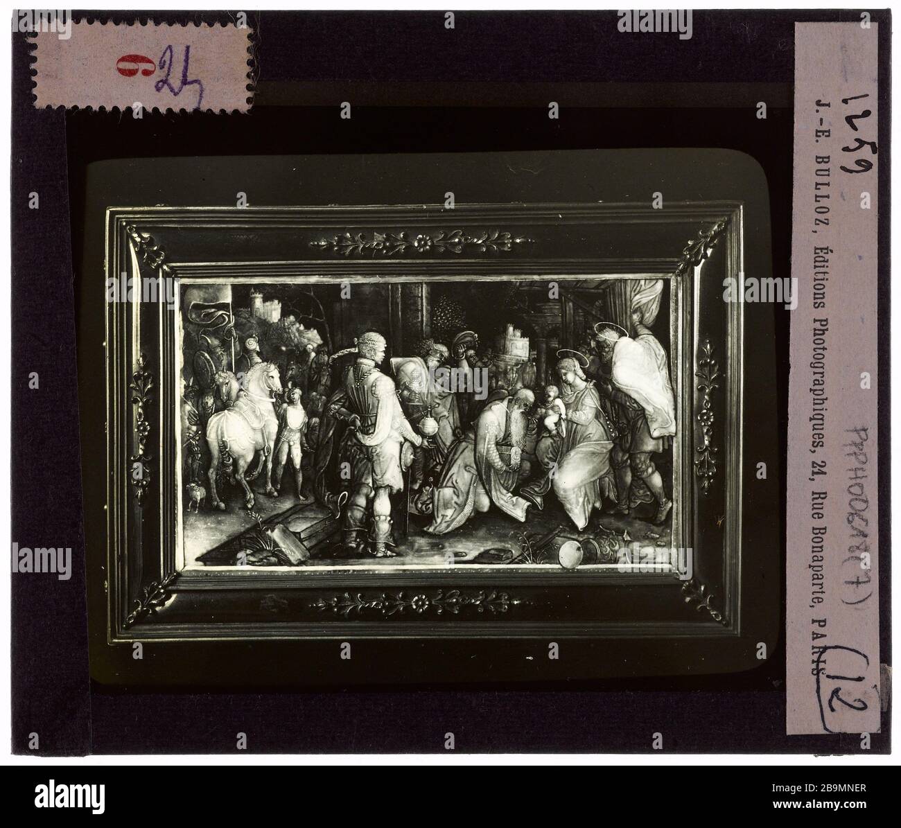 Émaux. Epiphanie Emaux. 'Epiphanie'. Plaque de projection noir et blanc. 1900-1930. Photographie de Jacques-Ernest Bulloz (1858-1942). Musée des Beaux-Arts de la Ville de Paris, petit Palais. Banque D'Images
