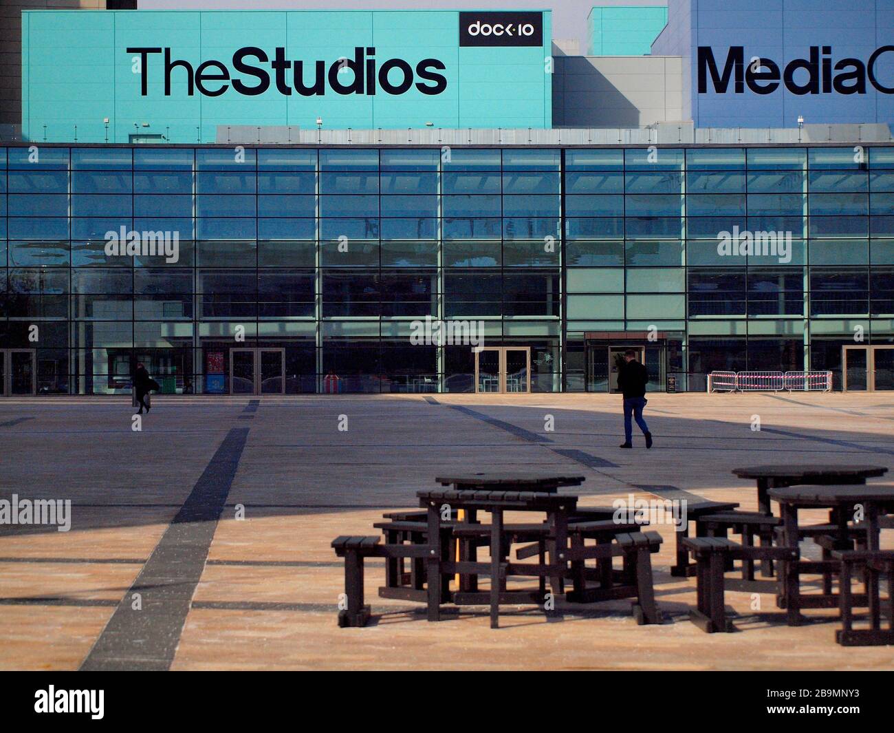 Les rues vides la ville médiatique salford Manchester après le verrouillage du coronavirus covid 19 Banque D'Images