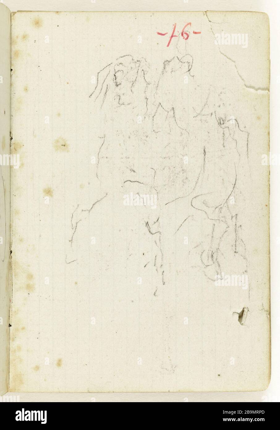 Étude de l'homme et du cheval. Jean-Baptiste Carpeaux (1827-1875). Etude d'homme à cheval. Dessin, vers 1872. Musée des Beaux-Arts de la Ville de Paris, petit Palais. Banque D'Images