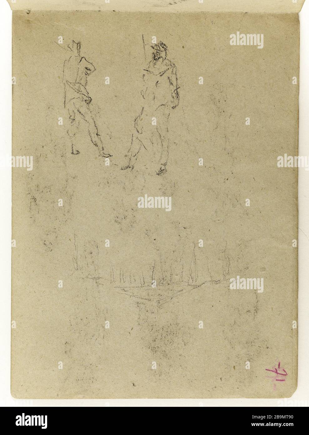 Étude de deux soldats (p. 71 de l'extrusion d'esquisse). Jean-Baptiste Carpeaux (1827-1875). Etude de deux soldats (p. 71 du carnet de croquis). Dessert, 1870. Musée des Beaux-Arts de la Ville de Paris, petit Palais. Banque D'Images