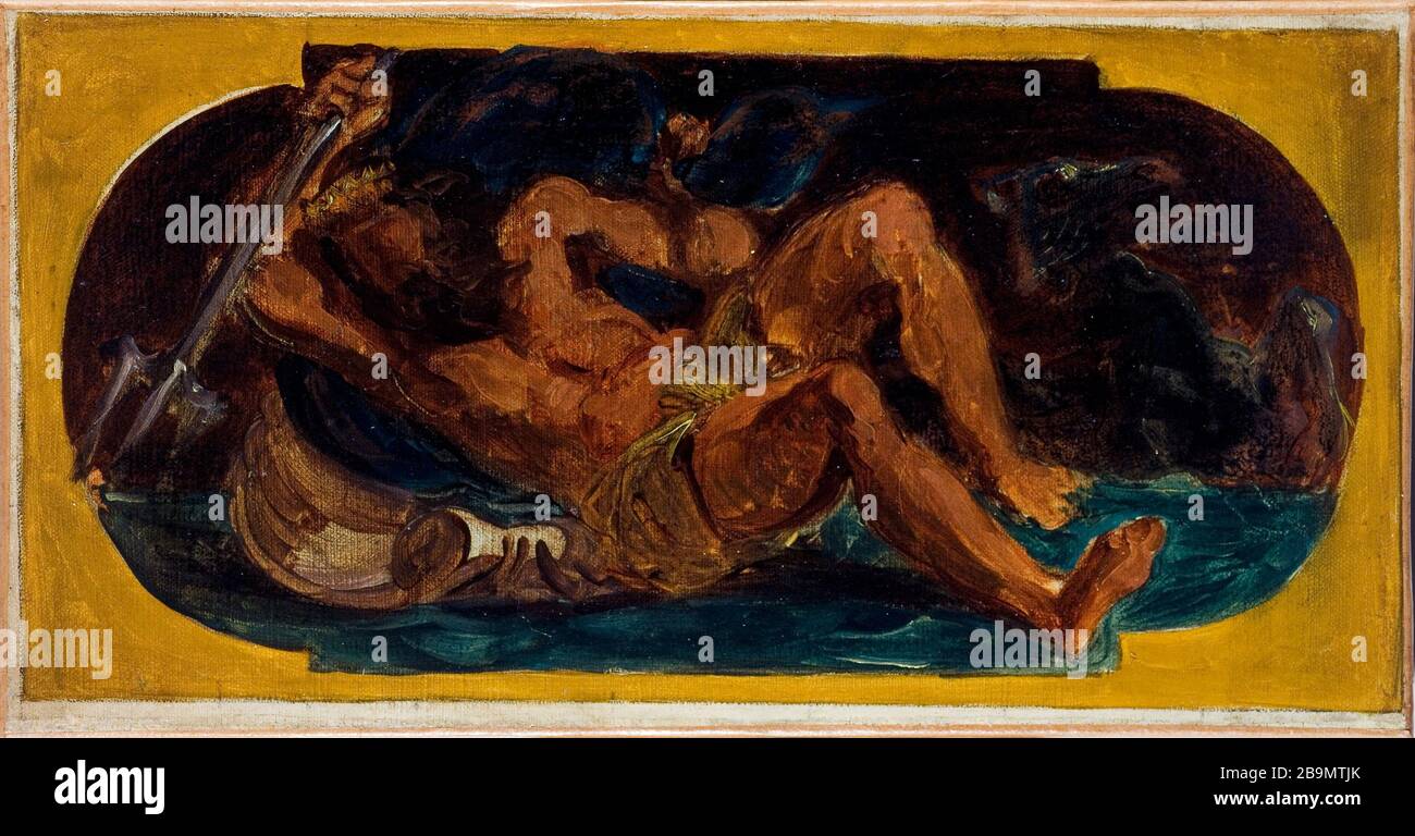 Eugène Delacroix (1798-1863). Neptune calmant Eugène Delacroix (1798-1863). Neptune apaisant les flots, esquisse pour le salon de la paix de l'Hôtel de Ville de Paris, 1849/1852. Musée des Beaux-Arts de la Ville de Paris, petit Palais. Banque D'Images