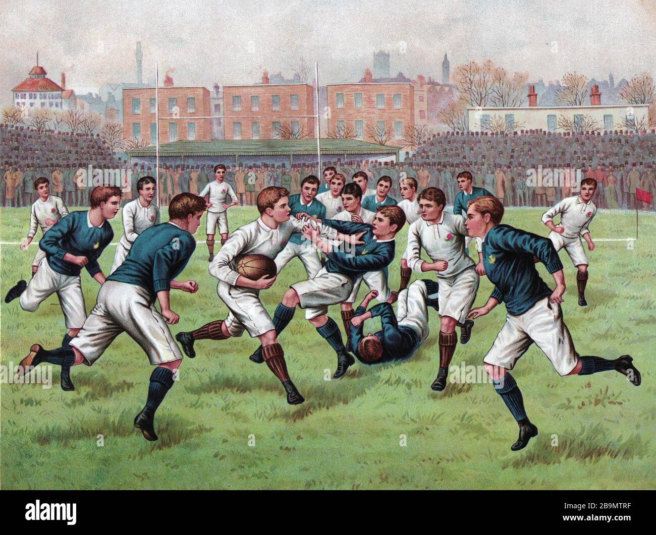 MATCH de rugby ANGLETERRE / ECOSSE vers 1880 Banque D'Images