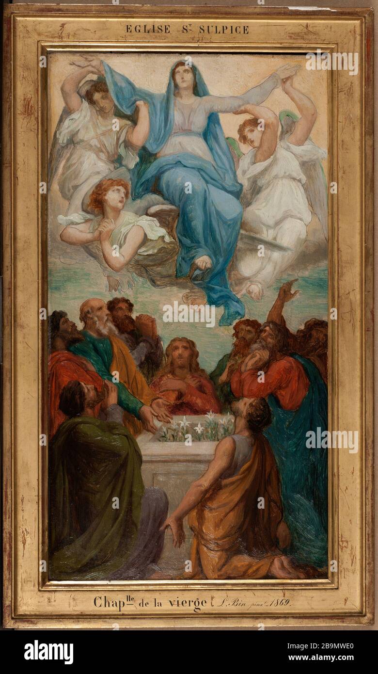 Sketch pourl'église Saint-Sulpice: L'Assomption de la Vierge Émile Jean Baptiste Philippe Bin (1825-1897). 'Esquisse pourl'église Saint-Sulpice : l'Assomption de la Vierge'. Huile sur bois. 1869-1869. Musée des Beaux-Arts de la Ville de Paris, petit Palais. Banque D'Images