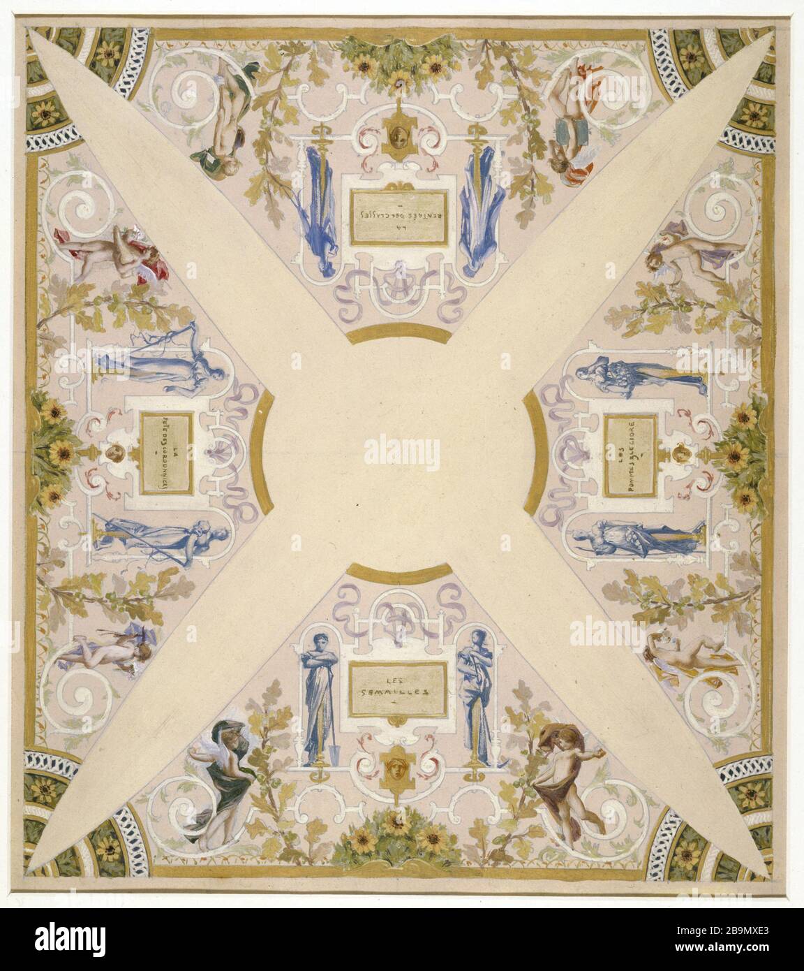 MOIS: Octobre Luc-Olivier Merson (1846-1920). Les mois : Octobre (la ratée des classes - la fête des cordonniers - les semailles - les pommes). Musée des Beaux-Arts de la Ville de Paris, petit Palais. Banque D'Images