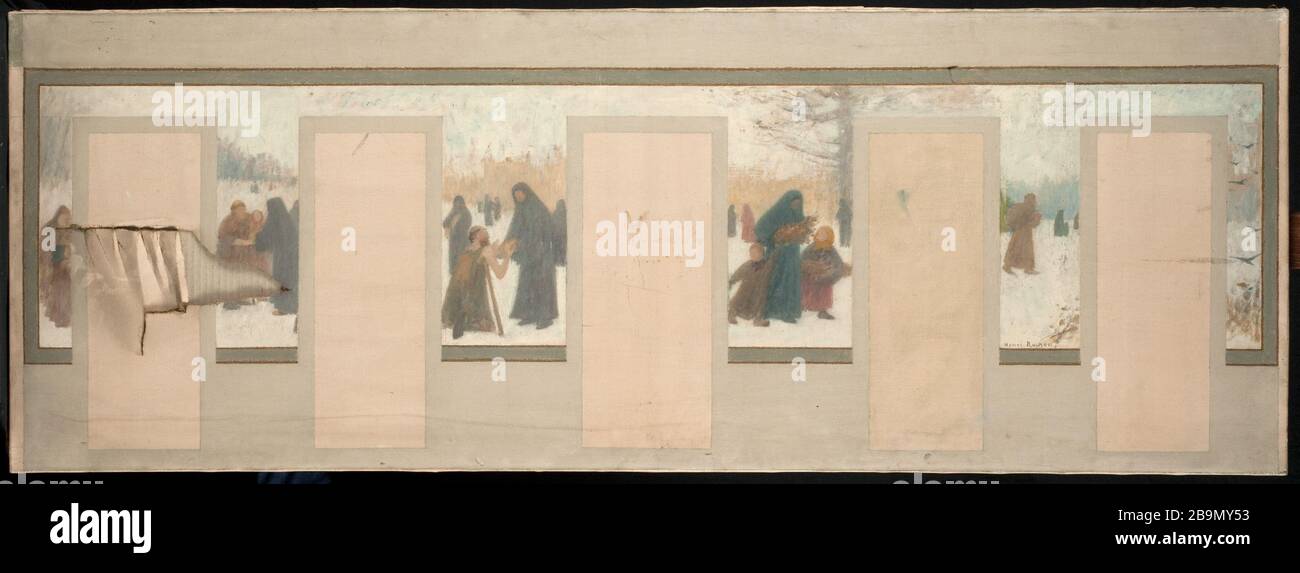 Croquis du maire de Bagnolet: Paysage d'hiver Henri Rachou (1856-1944). Esquisse pour la mairie de Bagnolet : Paysage d'Hiver. Huile sur étoile. 1893. Musée des Beaux-Arts de la Ville de Paris, petit Palais. Banque D'Images