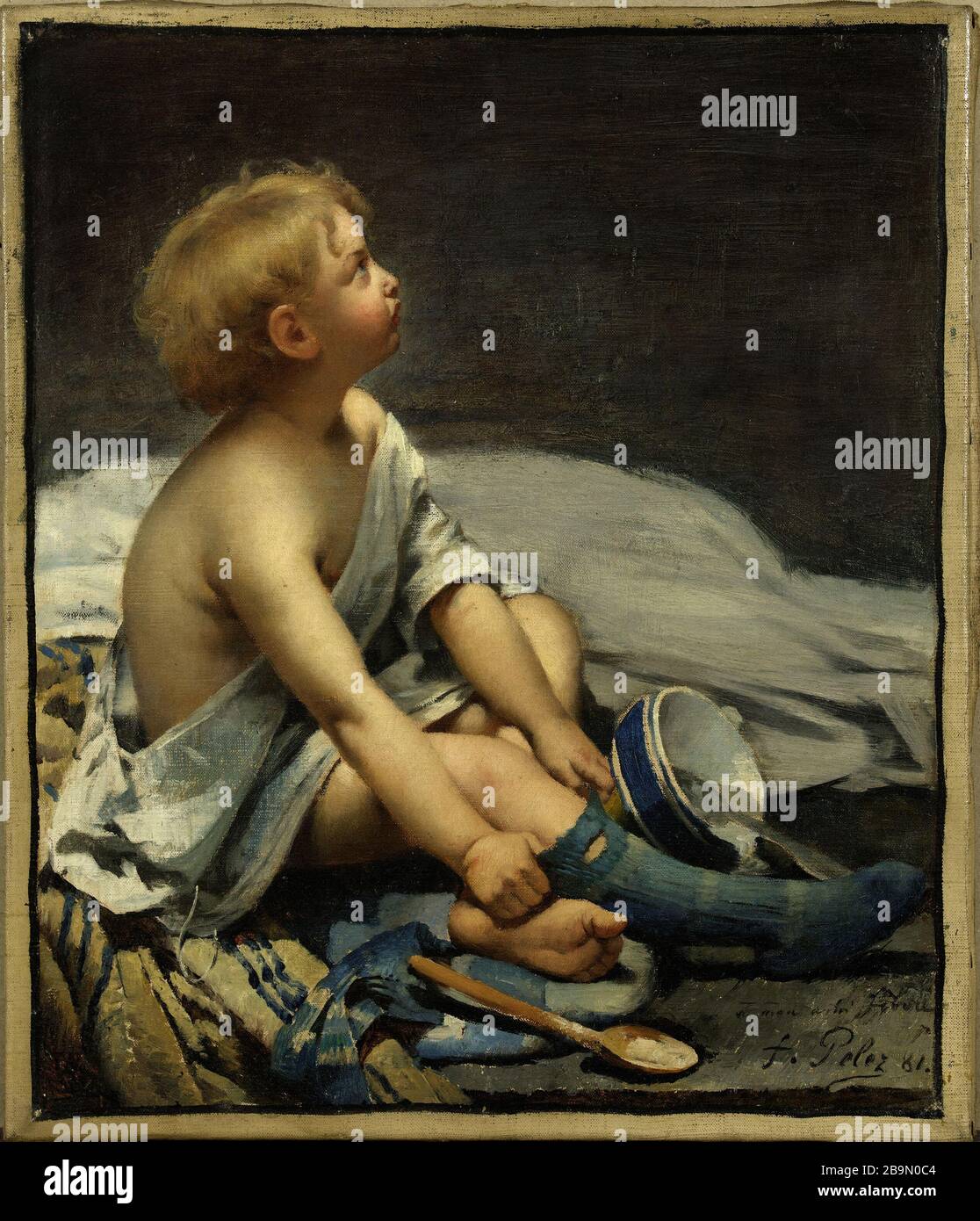 Un enfant (maternité) Fernand Pelez (1848-1913). 'Un enfant (la matérié)'. Huile sur étoile, 1881. Musée des Beaux-Arts de la Ville de Paris, petit Palais. Banque D'Images