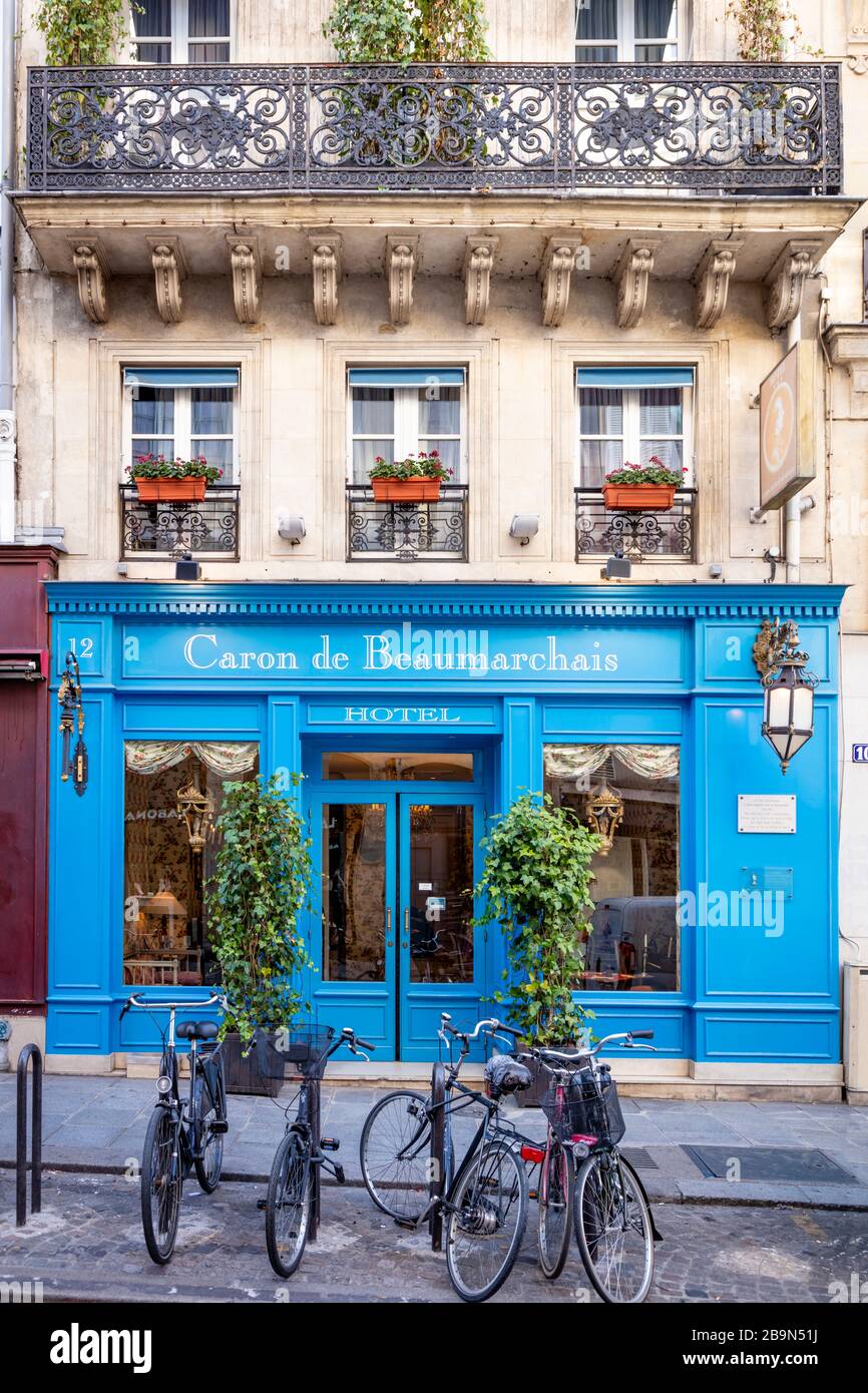 Boutique Hôtel Caron de Beaumarchais dans le Marais, Paris, France Banque D'Images
