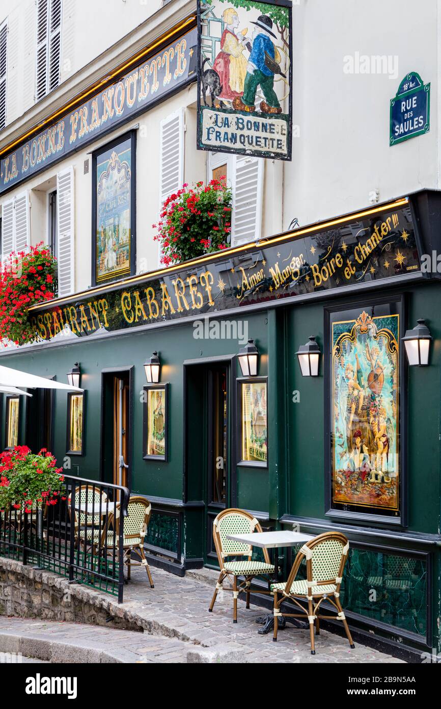 Restaurant la bonne Franquette et Cabaret à Montmartre, Paris, France Banque D'Images