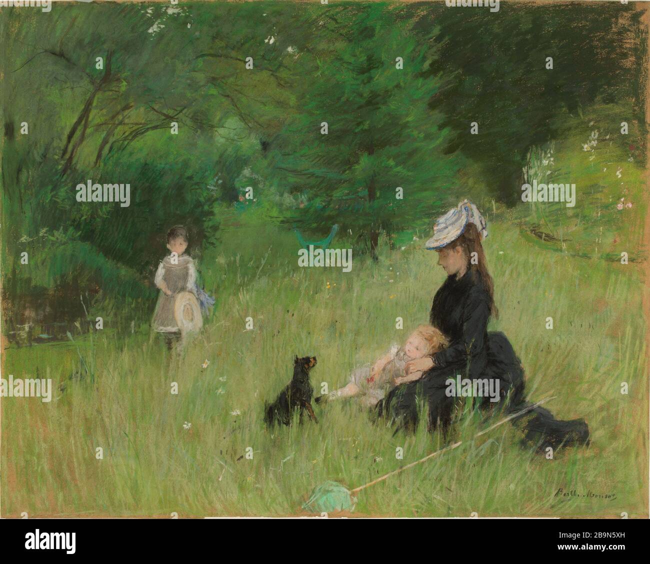 Dans le parc Berthe Morisot (1841-1895). « sans le parc ». Pastel sur papier brun assemblé sur carton. Vers 1874. Musée des Beaux-Arts de la Ville de Paris, petit Palais. Banque D'Images