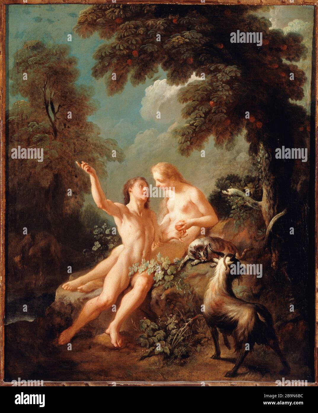 Adam et Eve au Paradis Jean-Joseph Dumons (1687-1779). « Adam et Eve au Paradis ». Toile sur toile, vers 1735. Musée des Beaux-arts de la ville de Paris, petit Palais. Banque D'Images