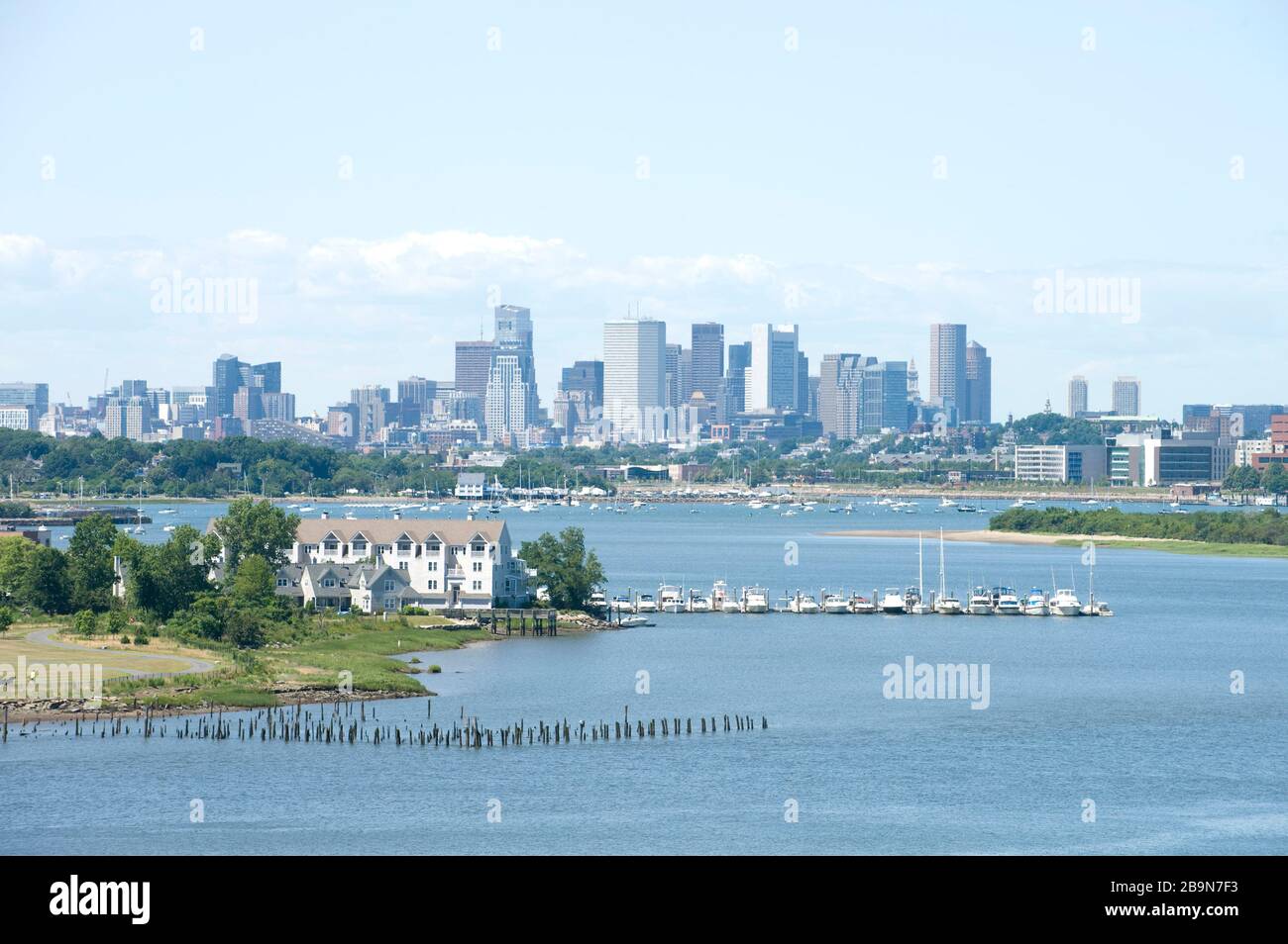 Vue sur la ville de Boston depuis North Quincy Banque D'Images