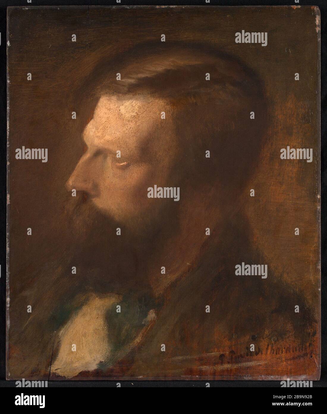 Portrait d'un homme Puvis de Chavannes, Pierre-Cécile. 'Portrait d'homme'. Huile sur bois. Musée des Beaux-Arts de la Ville de Paris, petit Palais. Banque D'Images