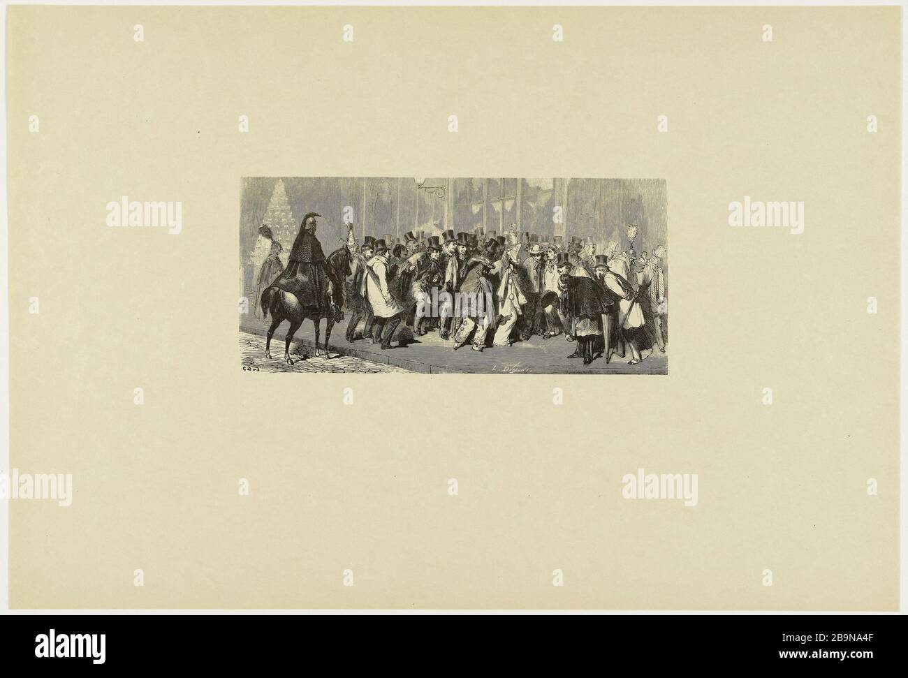LE BALLON MASQUÉ À L'OPÉRA, MINUIT : LE BOULEVARD DE L'APPARENCE DE L'ITALIEN. IFF 80 Gustave Doré (1832-1883). 'Le bal masculin à l'Opéra, mineur : aspect du Boulevard des italiens. IFF 80'. Bois, 1861. Musée des Beaux-Arts de la Ville de Paris, petit Palais. Banque D'Images