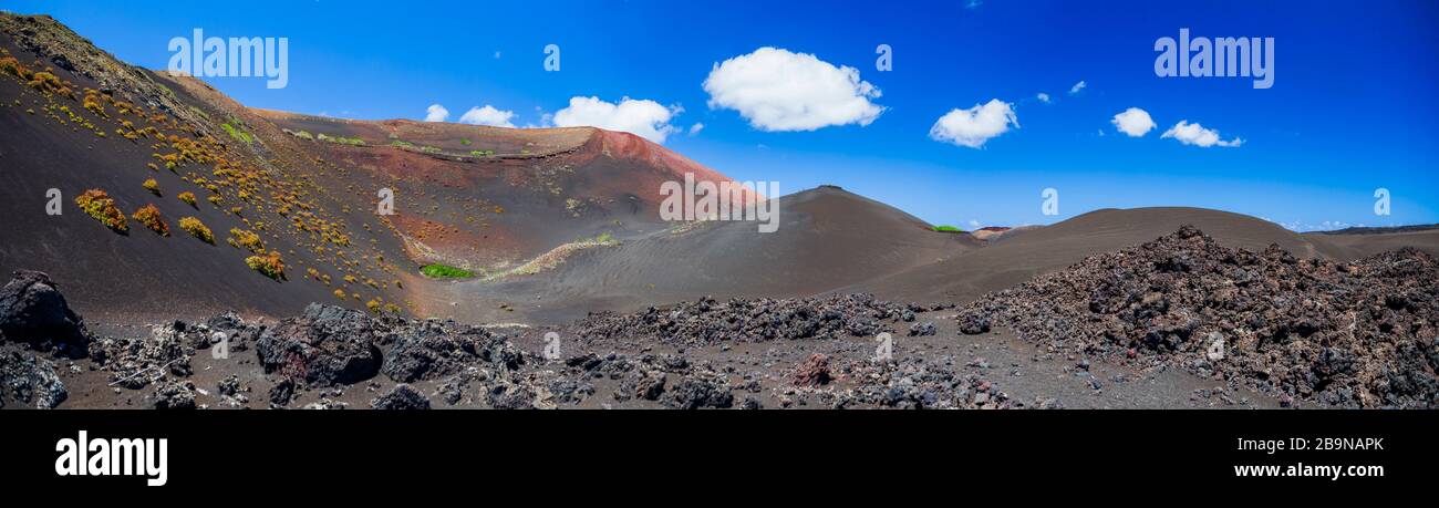 Paysage volcanique de l'île de Lanzarote. Champs de lave.Le Parc National de Timanfaya. Canaries.Espagne. Banque D'Images