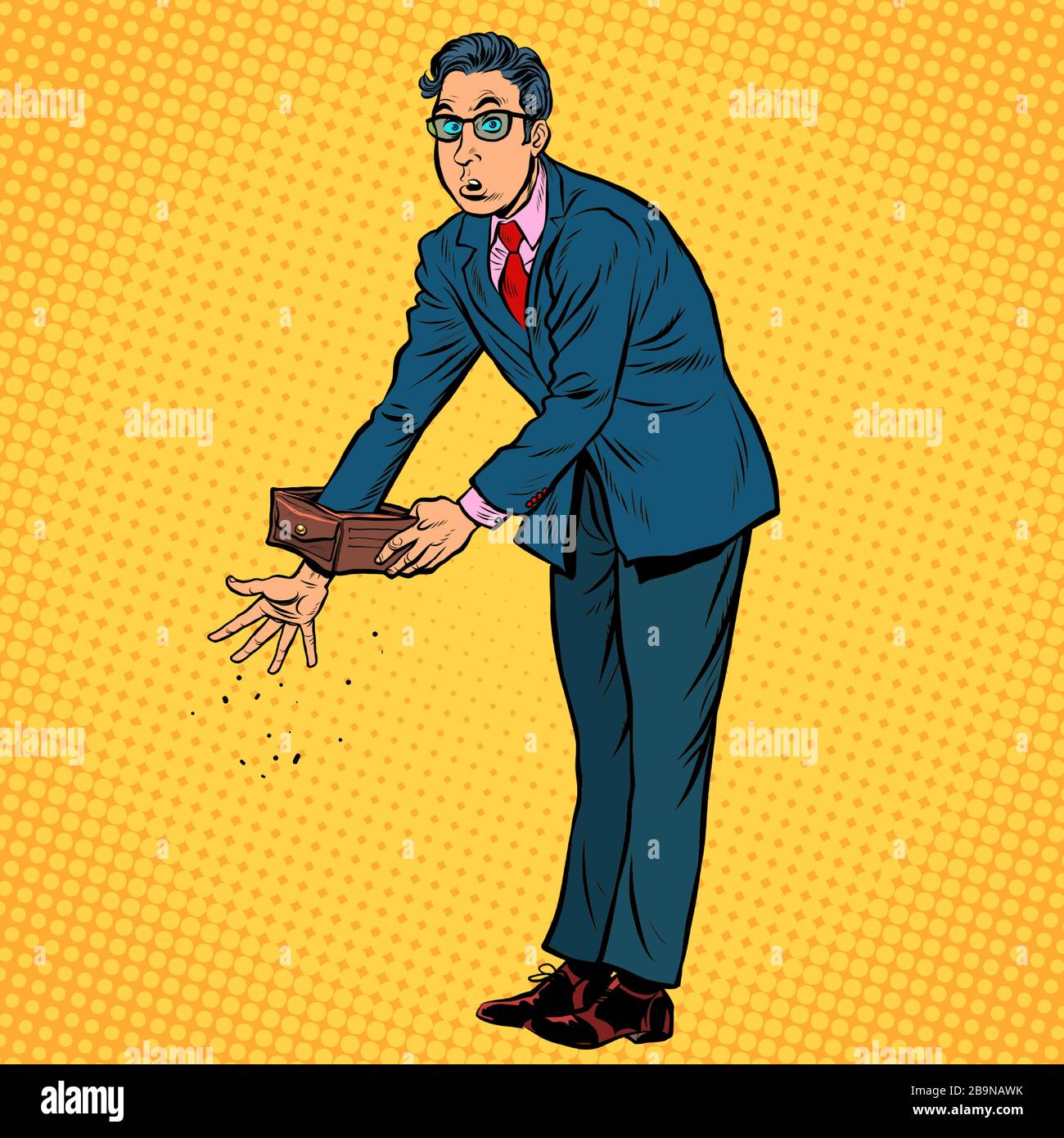 Faillite homme d'affaires. Portefeuille vide. Crise économique Illustration de Vecteur