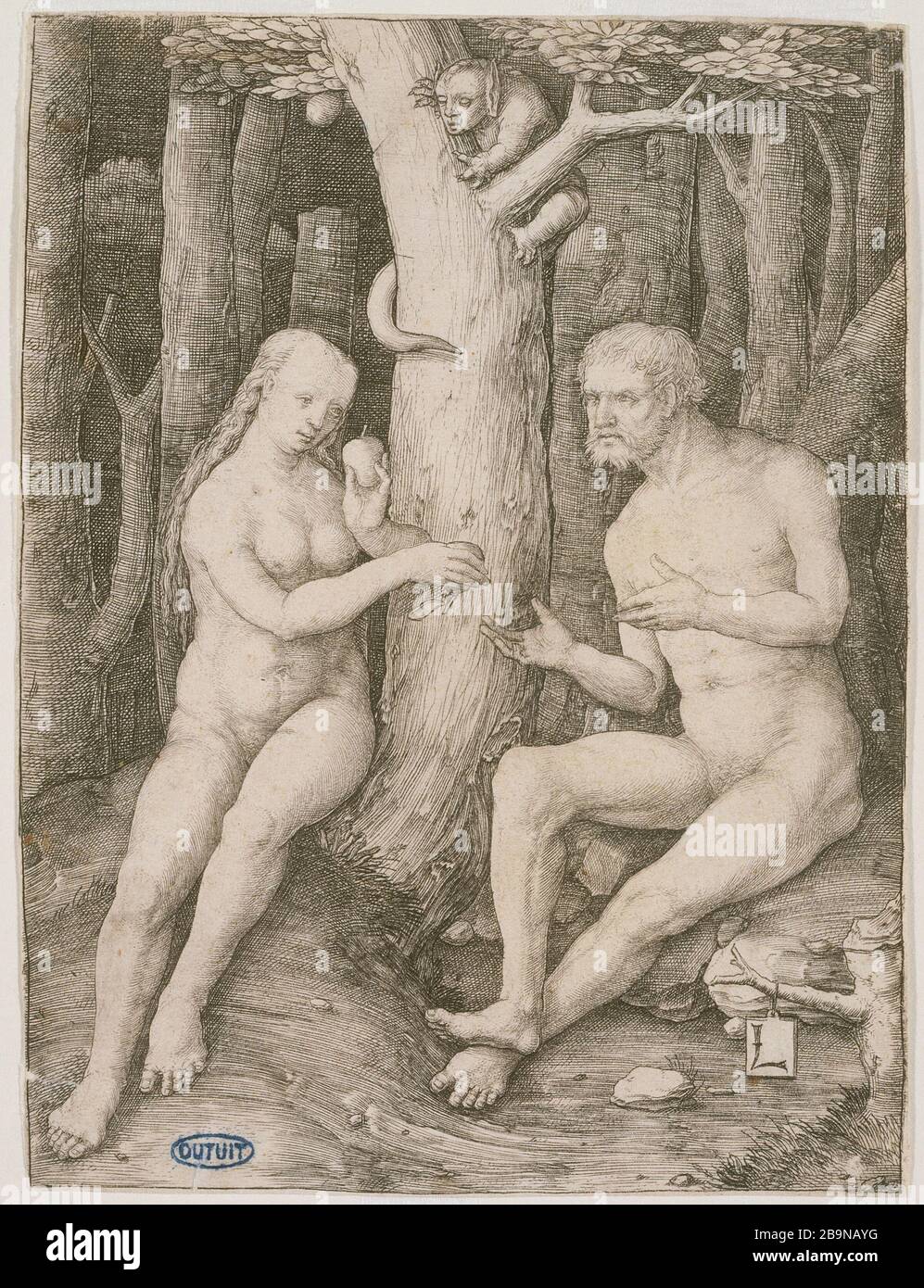 LA CHUTE DE L'HOMME Lucas de Leyde (1494-1533). 'La chute de l'Homme - B 7 (1508)'. Musée des Beaux-Arts de la Ville de Paris, petit Palais. Banque D'Images