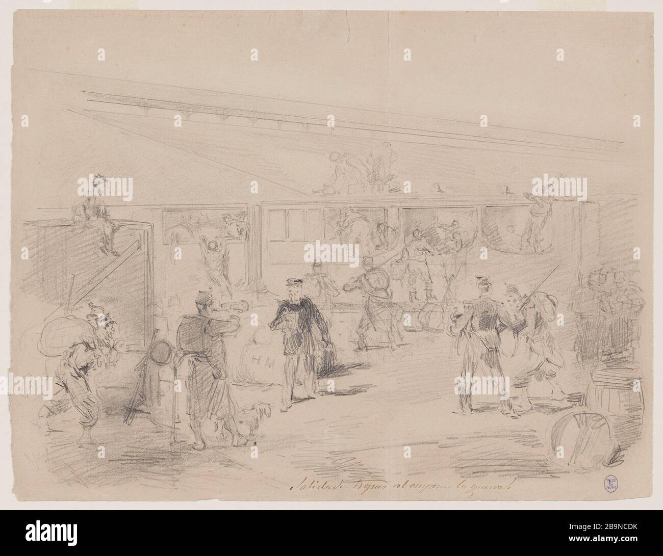 Départ des troupes à la guerre en 1870 Banque D'Images