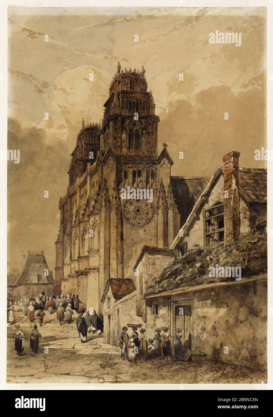 Vue prise à Rouen Adrien Dauzats (1804-1868). Vue sur Rouen. Crayon graphite et aquarelle sur papier. Musée des Beaux-Arts de la Ville de Paris, petit Palais. Banque D'Images Vue prise à Rouen Adrien Dauzats (1804-1868). Vue sur Rouen. Crayon graphite et aquarelle sur papier. Musée des Beaux-Arts de la Ville de Paris, petit Palais. Banque D'Images