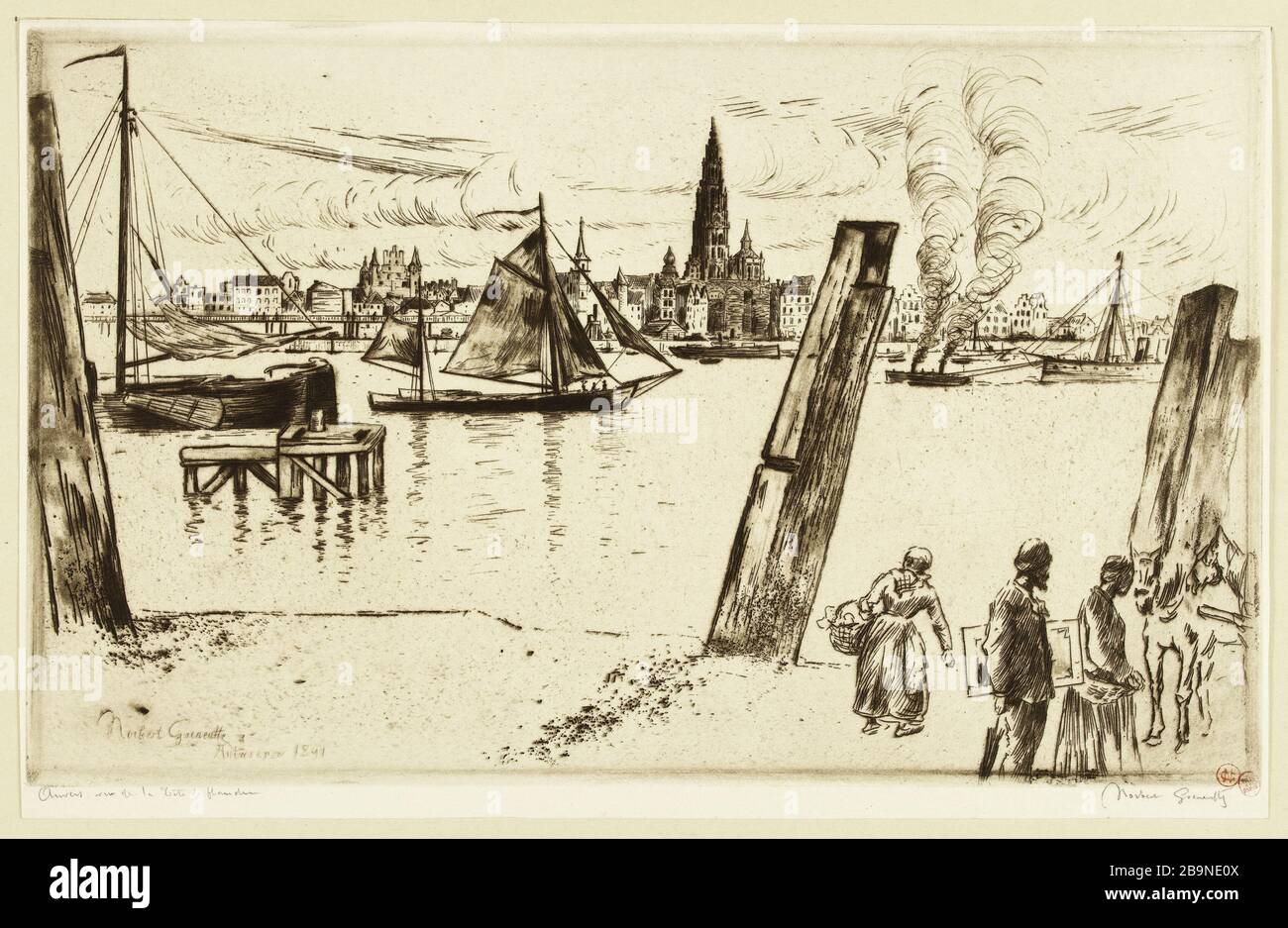 Anvers. Vue de la tête Flandre Norbert Goeneutte (1854-1894). 'Anvers. Vue de la tête de Flandre'. eau-forte, pointe flèche, eau-pointe, roulette, barrage en bistre. Paris, musée Carnavalet. Banque D'Images