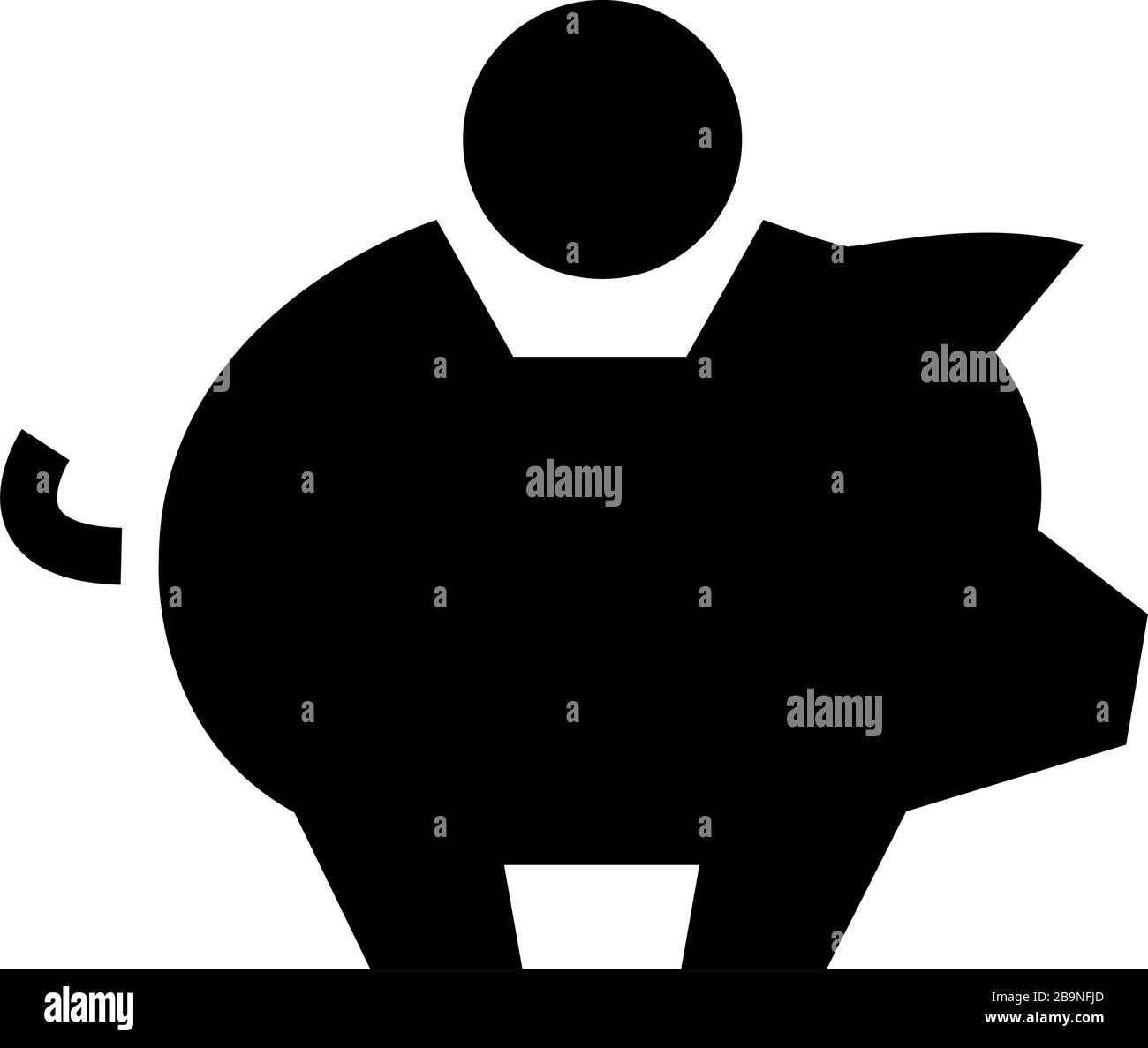 Symbole d'épargne bancaire en piggie noire. Concept bancaire. Icône d'économie d'argent. Signe de croissance économique. Revenu de trésorerie, investissement. Budget de la maison. Argent des bénéfices. Vecteur Moneybox glyphe, isolé sur fond blanc. Illustration de Vecteur