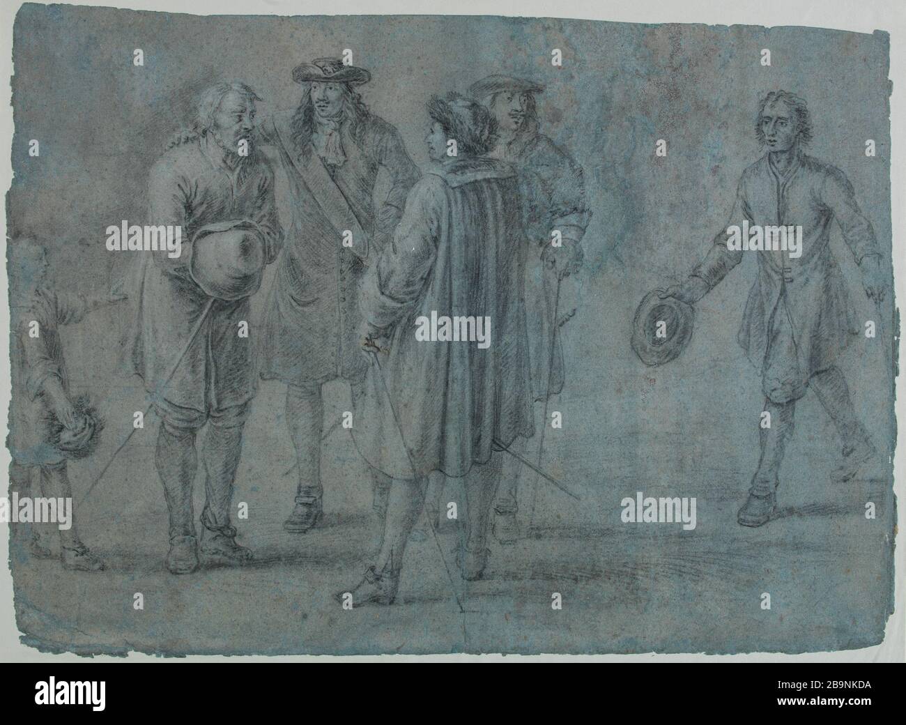 Seigneurs et paysans Antoine l'île le Nain (1600/1610-1648). « ingénieurs et paysiens ». Pierre noir sur papier gris bleuté contenu sur papier, XVIIème siècle. Musée des Beaux-Arts de la Ville de Paris, petit Palais. Banque D'Images