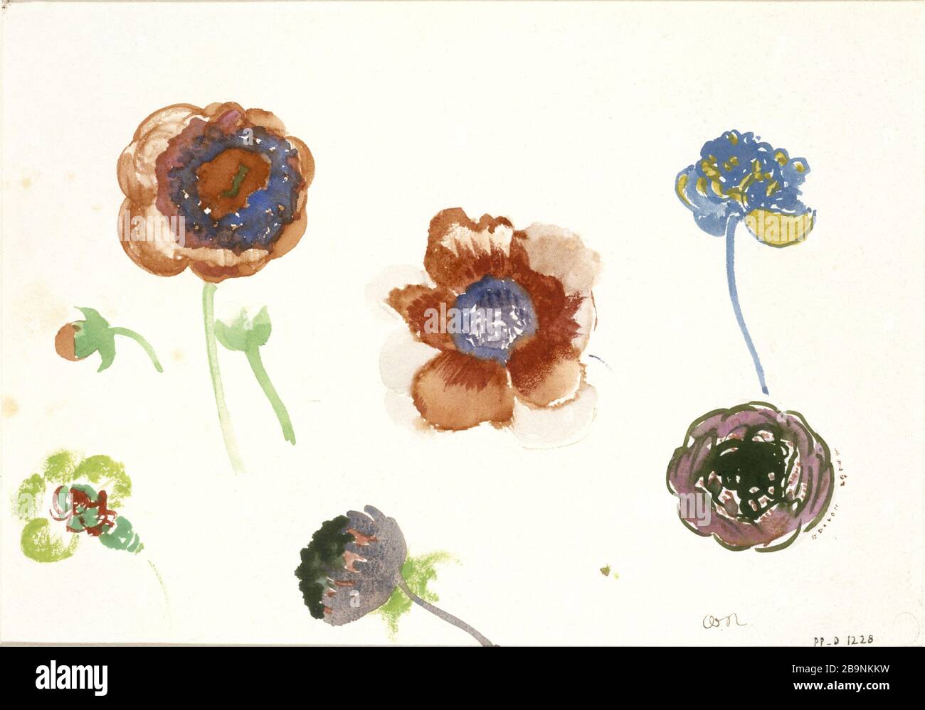 ÉTUDE DES FLEURS Odilon Redon (1840-1916). 'Etude de fleurs'. Aquarelle sur papier, 1910-1914. Musée des Beaux-Arts de la Ville de Paris, petit Palais. Banque D'Images