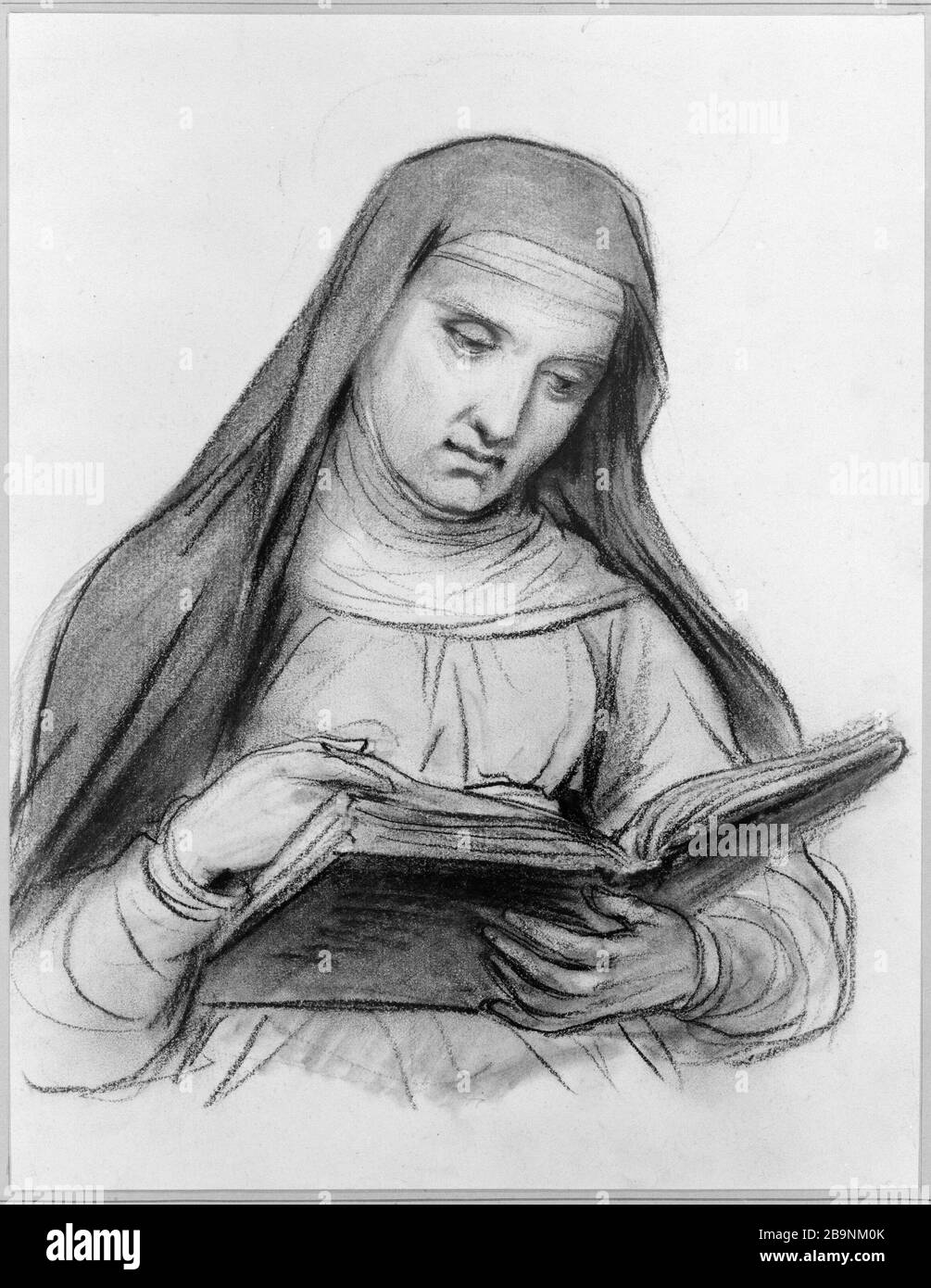 SAINTE Octave Tassert (1800-1874). « Sainte ». Fusain et reshauts de gouache sur papier blanc, XIXème siècle. Musée des Beaux-Arts de la Ville de Paris, petit Palais. Banque D'Images