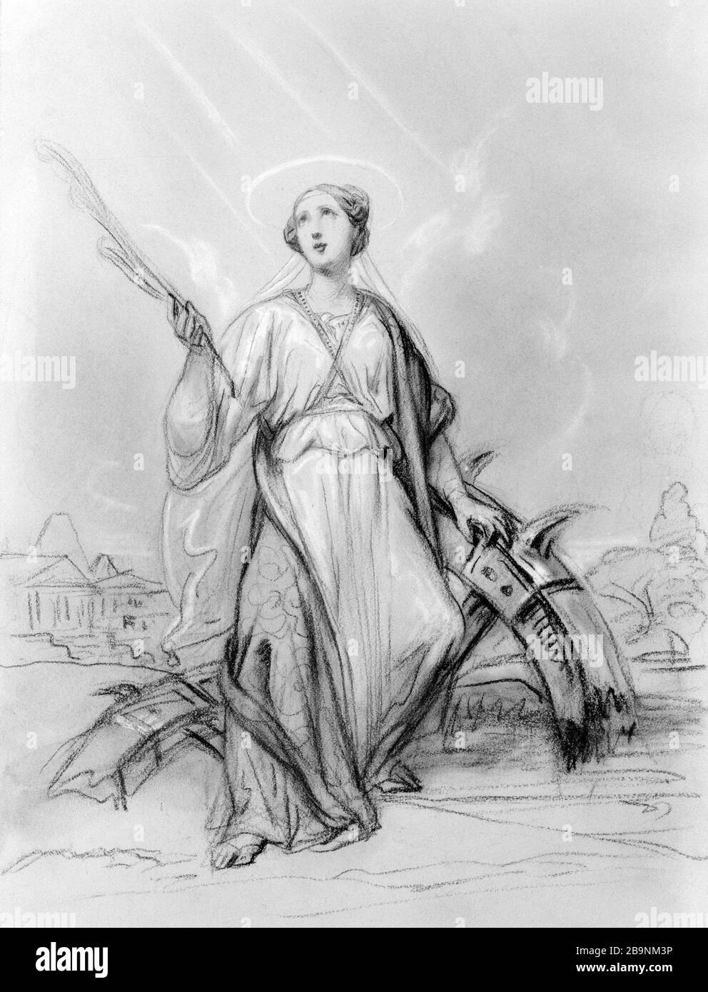 SAINTE CATHERINE D'ALEXANDRIE Octave Tassert (1800-1874). 'Sainte Catherine d'Alexanderrie'. Fusain et rehausts de gouache blanche sur papier crème, XIXème siècle. Musée des Beaux-Arts de la Ville de Paris, petit Palais. Banque D'Images