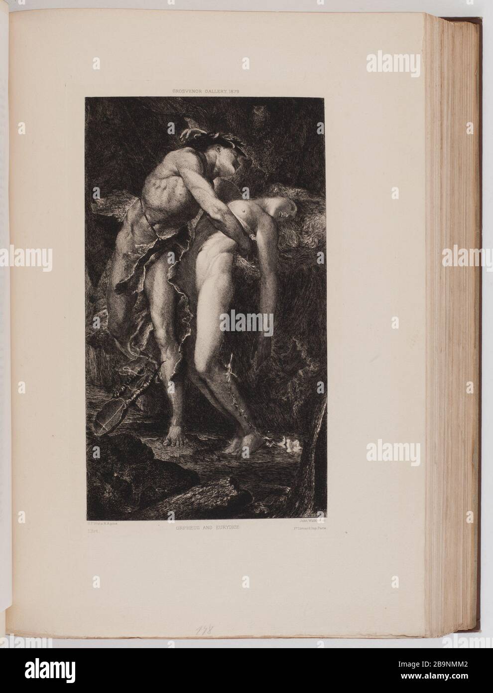 Volume 18, plaquette entre les pages 178 et 179. John Watkins d'après George Frederic Watts (1817-1904). 'L'Art'. Tome 18, planète hors-texte entre les pages 178 et 179. 'Orpheus et Eurydice'. Gravité. 1879. Musée des Beaux-Arts de la Ville de Paris, petit Palais. Banque D'Images