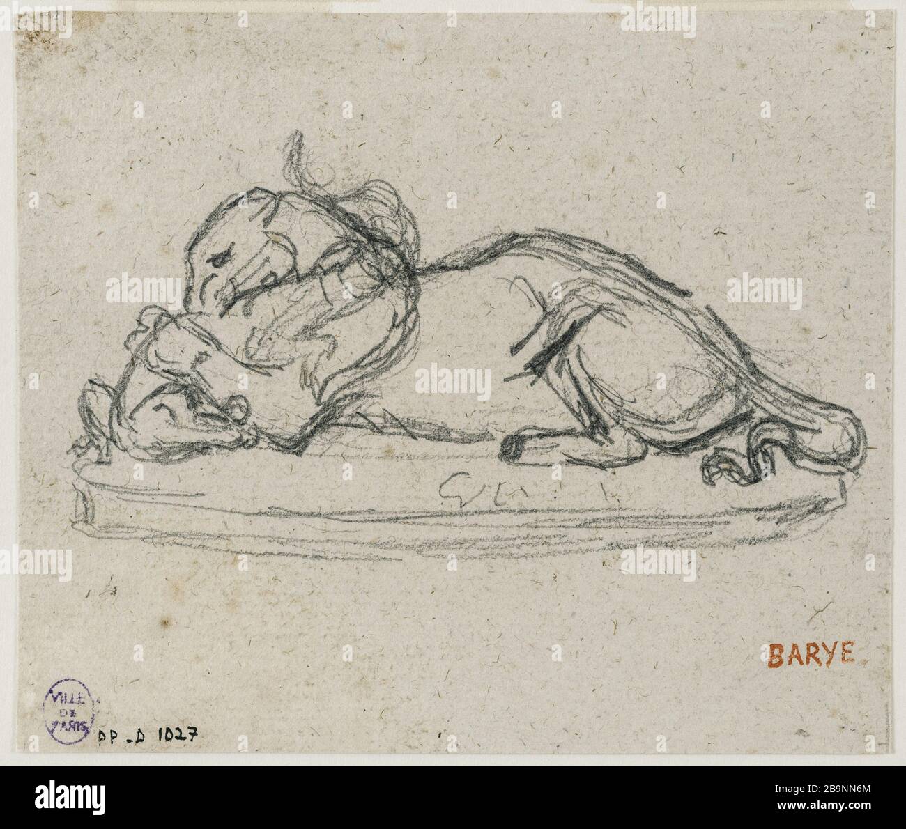 Tigre dévorant un Gavial Antoine-Louis Barye (1796-1875). Tigre devorant un gavial. Crayon sur papier blanc. Musée des Beaux-Arts de la Ville de Paris, petit Palais. Banque D'Images Tigre dévorant un Gavial Antoine-Louis Barye (1796-1875). Tigre devorant un gavial. Crayon sur papier blanc. Musée des Beaux-Arts de la Ville de Paris, petit Palais. Banque D'Images