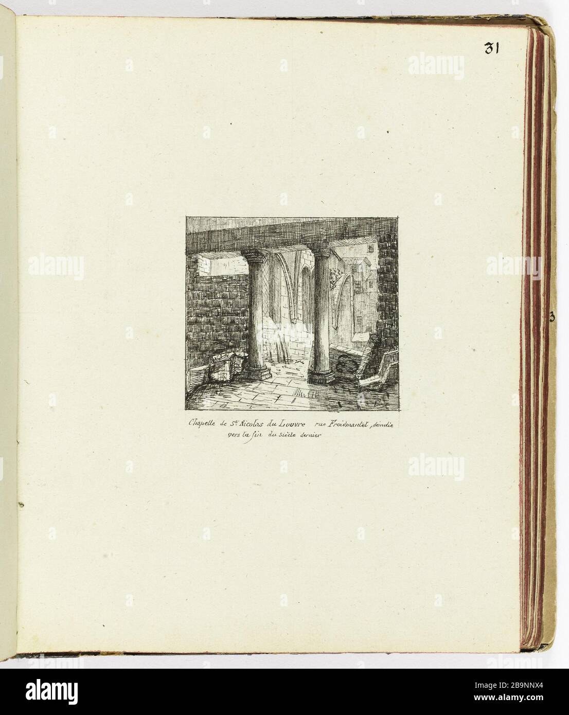 Collection de 102 dessins [Vieux Paris] Chapelle de Saint Nicolas rue du Louvre Fromtel; démolie vers la fin du siècle dernier. Henri Chapelle (1850-1925).'le Vieux Paris'. Recueil de 102 dessins. Chapelle de Saint-Nicolas-du-Louvre rue Fromtel ; démerie vers la fin du siècle dernier. Paris, musée Carnavalet. Banque D'Images