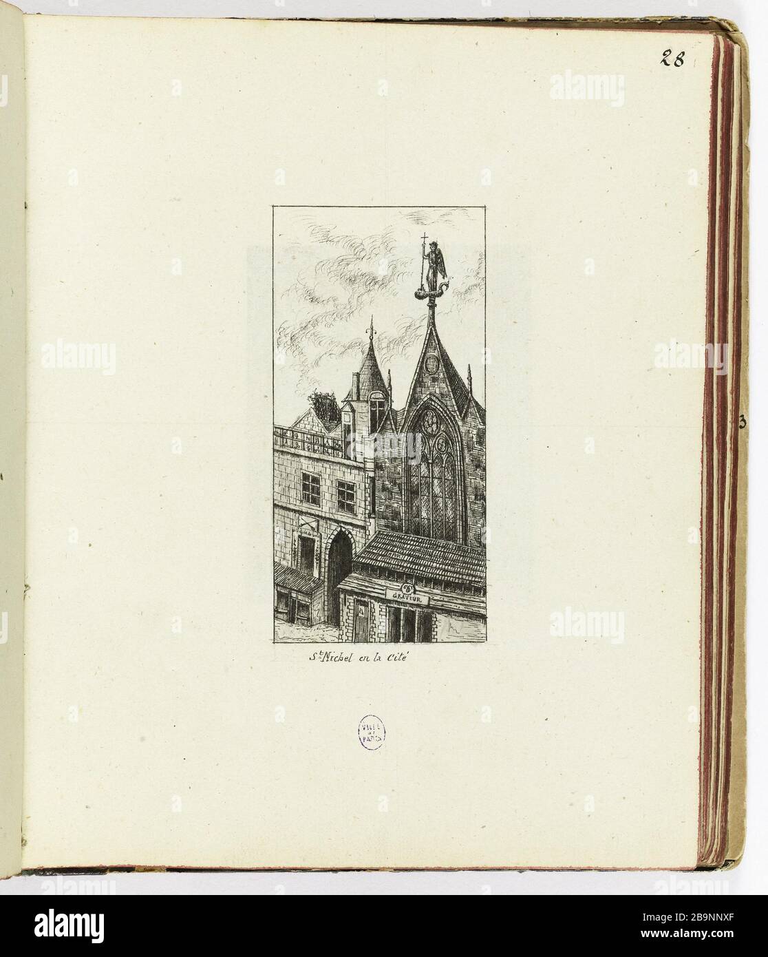 Collection de 102 dessins [Vieux Paris] l'Église de Saint-Michel dans la ville Henri Chapelle (1850-1925). « le Vieux Paris ». Recueil de 102 dessins. L'Église Saint-Michel-en-la-Cité. Paris, musée Carnavalet. Banque D'Images