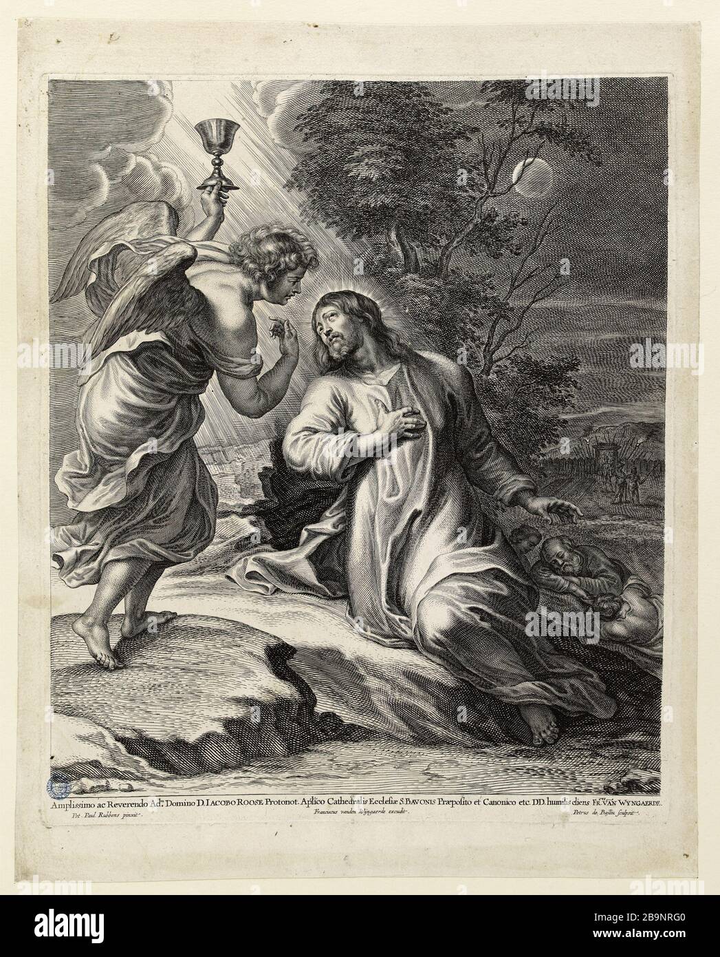 Prière dans le jardin, après Rubens (Dutuit 66) Pieter de Bailliu. Prière au jardin des Oliviers, d'après Rubens (Dutuit 66). Burin, XVIIème siècle. Musée des Beaux-Arts de la Ville de Paris, petit Palais. Banque D'Images