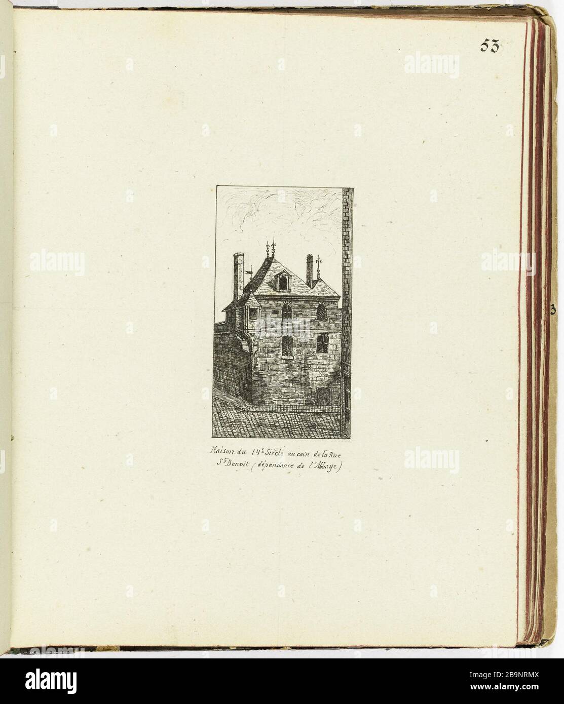 Collection de 102 dessins [Vieux Paris] Maison du XIVe siècle à l'angle de la rue Saint Benoît (dépendance à l'abbaye) Henri Chapelle (1850-1925). « le Vieux Paris ». Recueil de 102 dessins. Maison du 14è siècle au coin de la rue Saint-Benoît (pendentif de l'Abbaye). Paris, musée Carnavalet. Banque D'Images