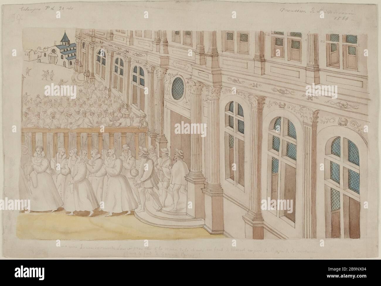 Procession de Louise de Lorraine en 1584 allant du Louvre à la maison de la Charité. Banque D'Images