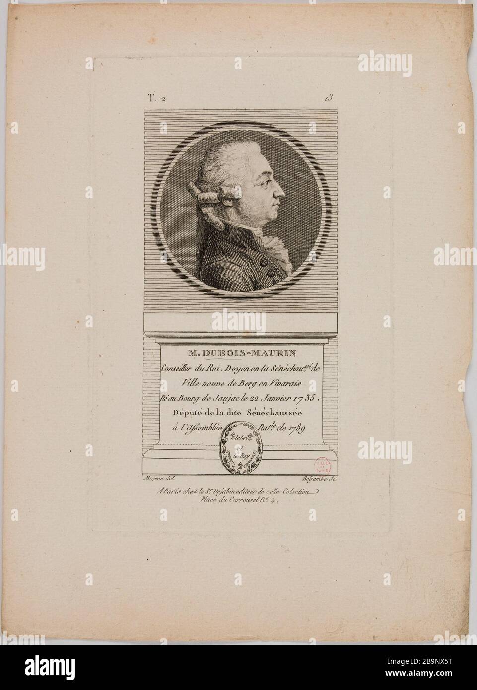 Portrait de M. Dubois-Maurin. Pierre-Guillaume-Alexandre Beljambe (1759-1820). Portrait de M. Dubois-Maurin. Gravure au burin et à l'eau forte. Paris, musée Carnavalet. Banque D'Images
