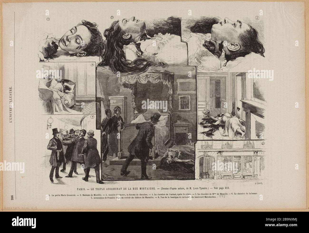 Le triple meurtre de la rue Montaigne. Banque D'Images