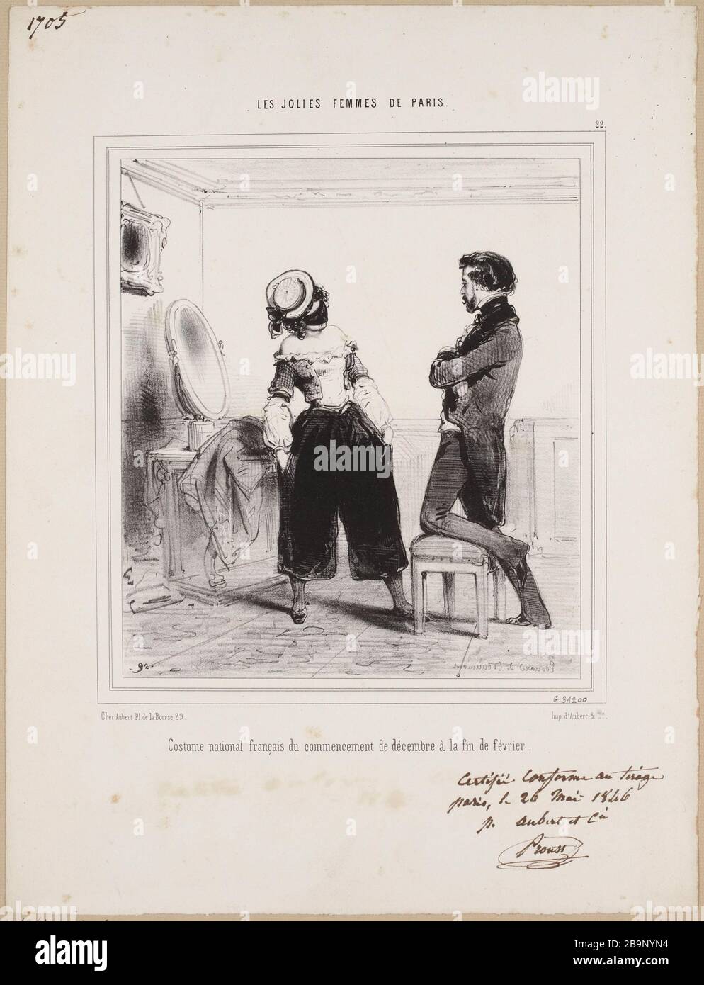 Les jolies femmes de Paris. / Costume national français début décembre à fin février. Banque D'Images