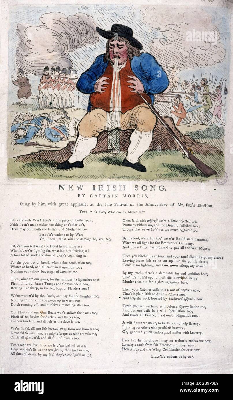 NOUVELLE CHANSON IRLANDAISE DU CAPITAINE MORRIS 'New Irish Song, du capitaine Morris (14 octobre 1793)'. Estampe. Paris, musée Carnavalet. Banque D'Images
