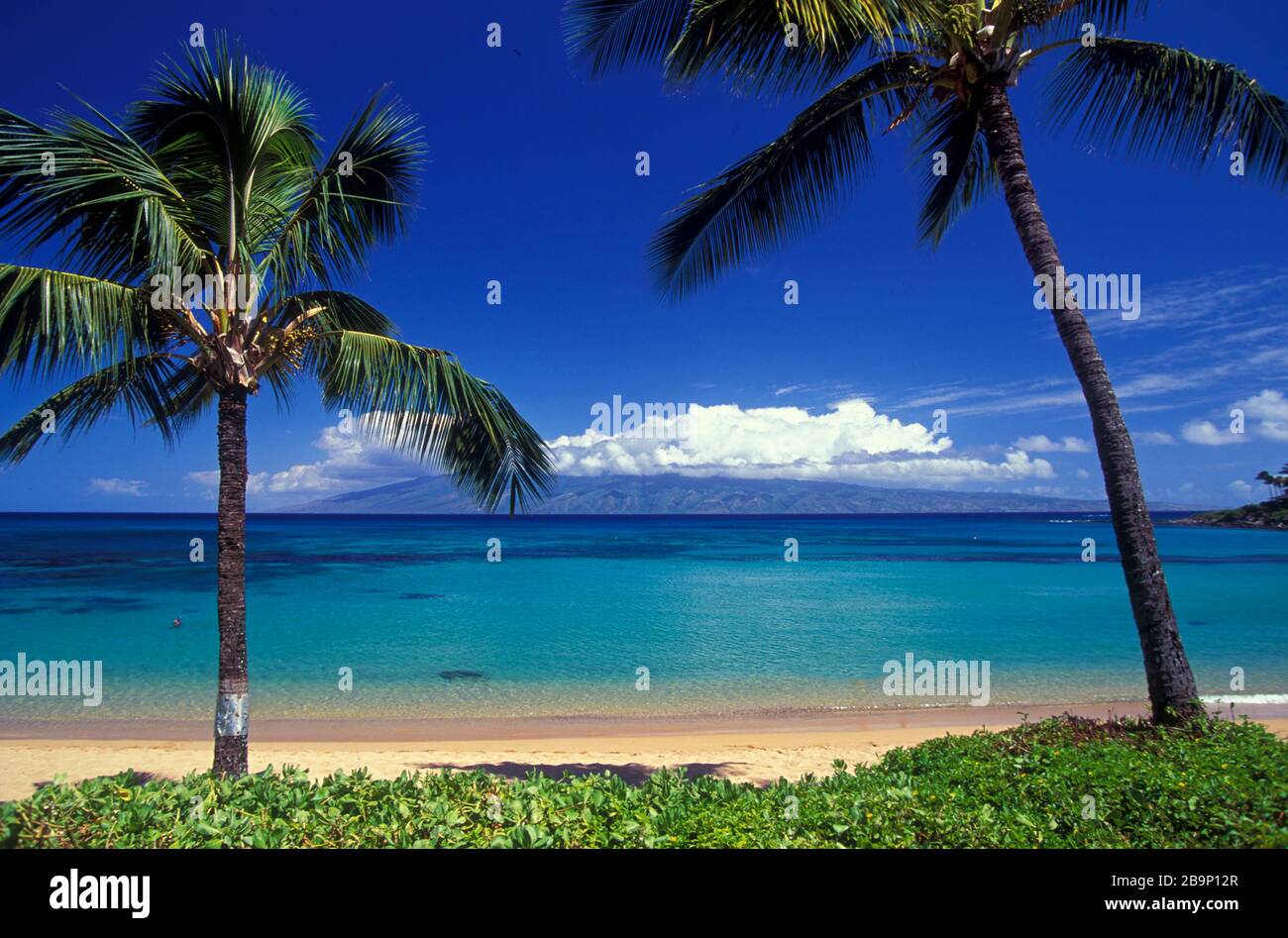 Belle journée à Napili Bay, Maui, Hawaii. Banque D'Images