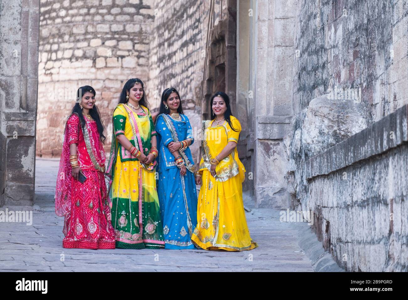 Indiennes Mesdames Mehrangarh fort Jodhpur Rajasthan Inde Banque D'Images