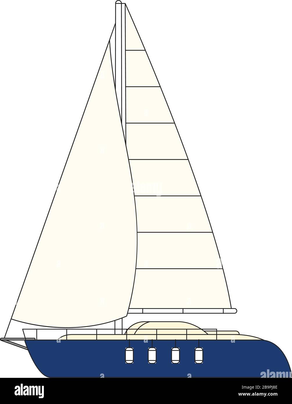 vector petite voile yacht clip art, esquisse de voilier Illustration de Vecteur