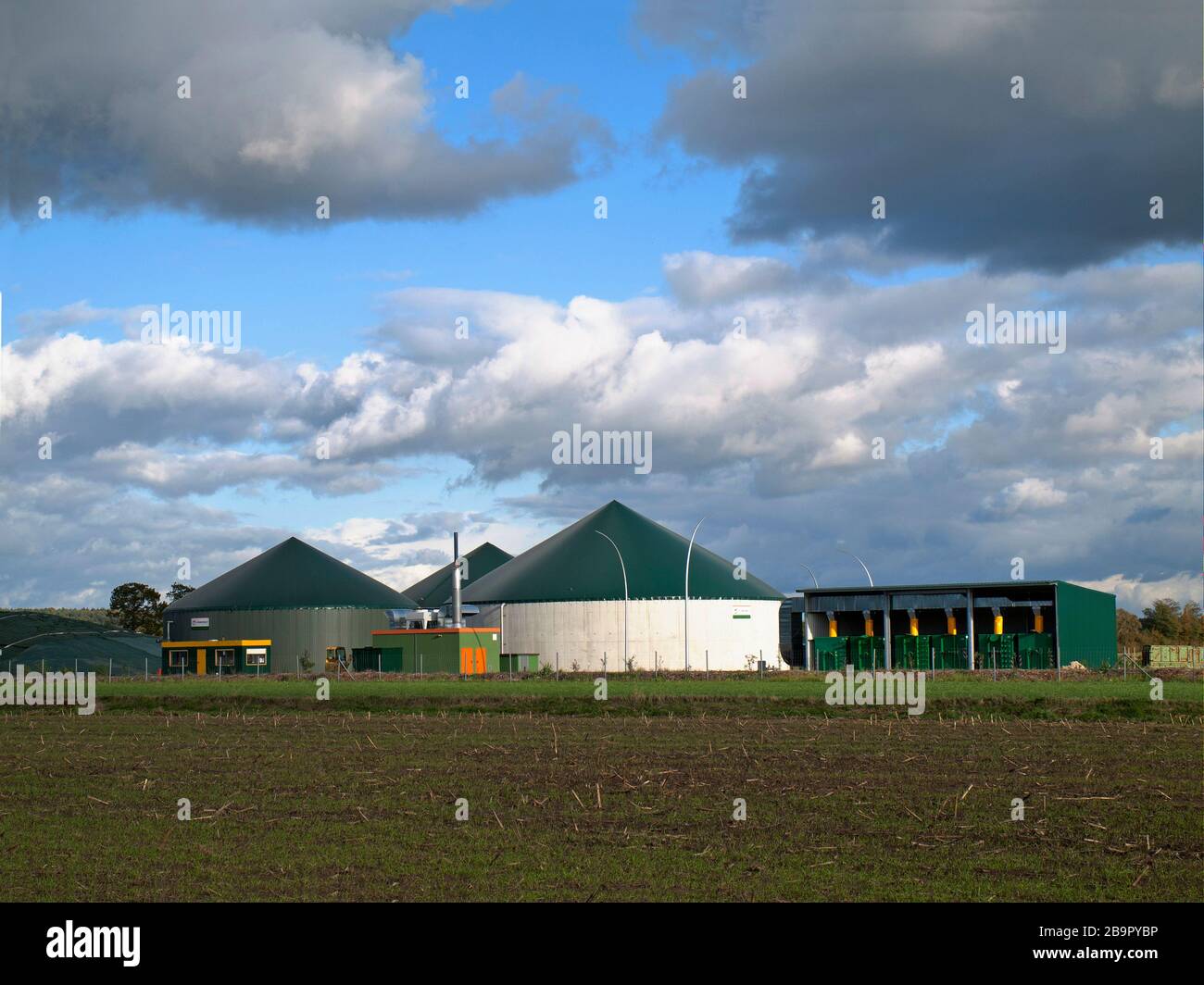 Usine de biogaz à Tespe, Niedersachsen, Allemagne. Banque D'Images