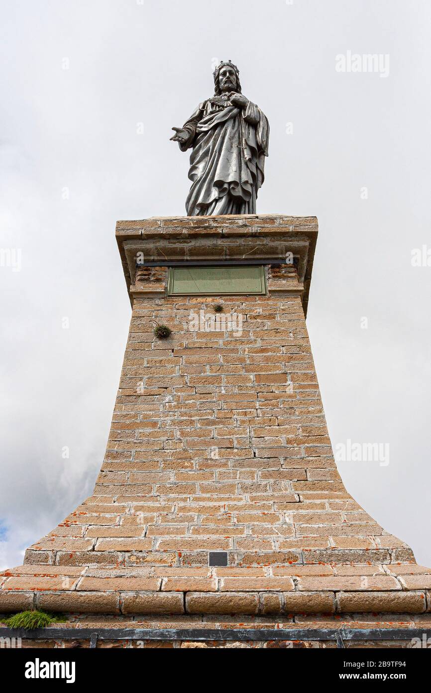 Italie Alta via dei Monti Liguri - scène N ° 5 - Statue du Christ Rédempteur sur le sommet de Monte Saccarello Banque D'Images