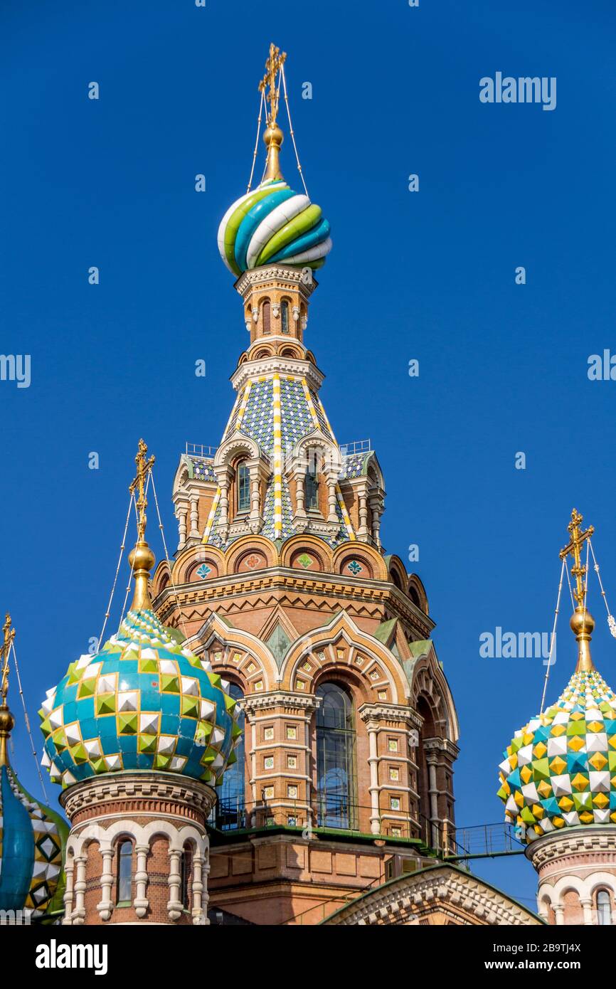 Église du Sauveur sur le sang renversé. Situé à côté du canal de Griboïedov à Saint-Pétersbourg, Russie Banque D'Images