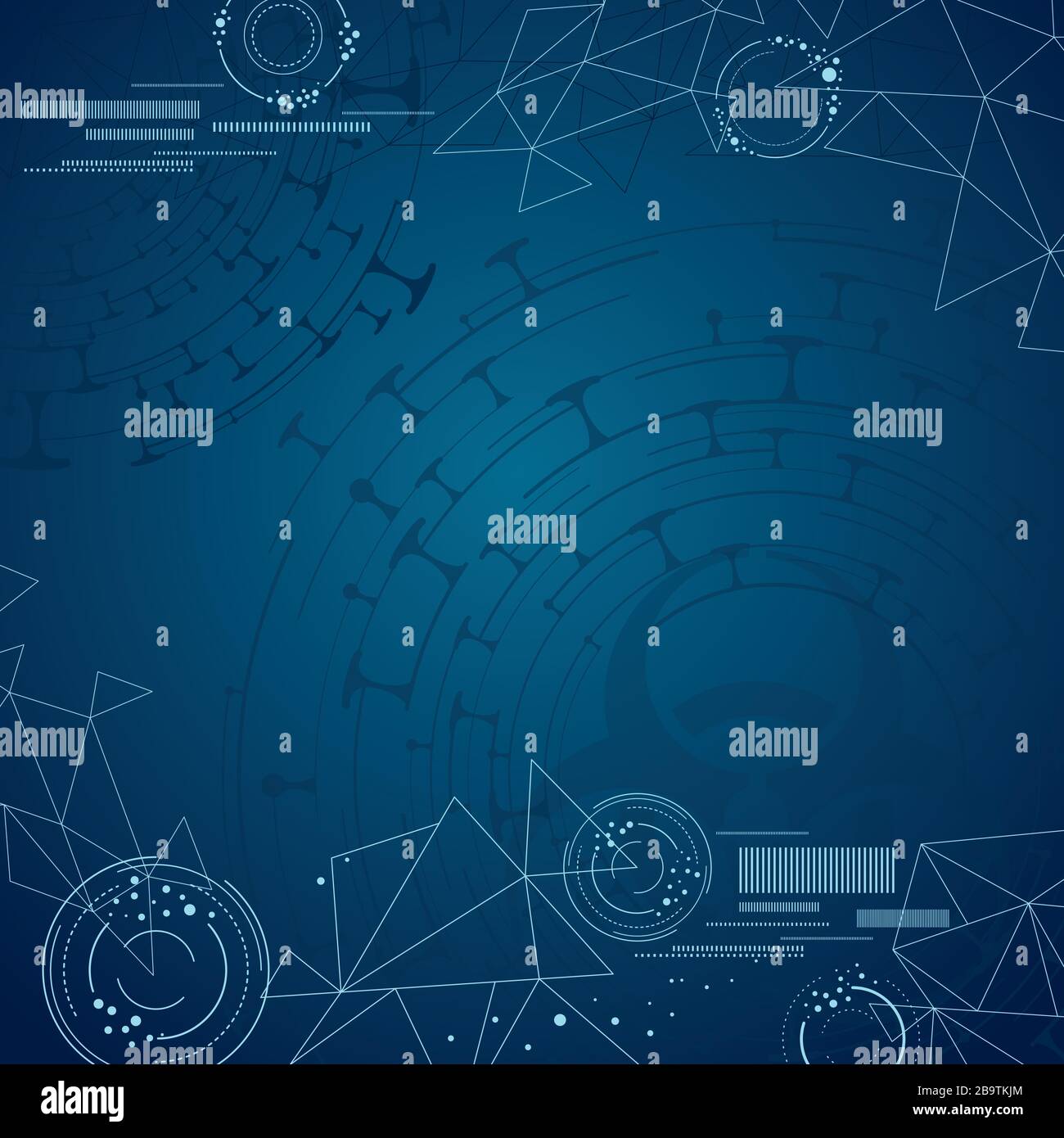 Arrière-plan technologique bleu abstrait avec panneau de danger biologique Illustration de Vecteur