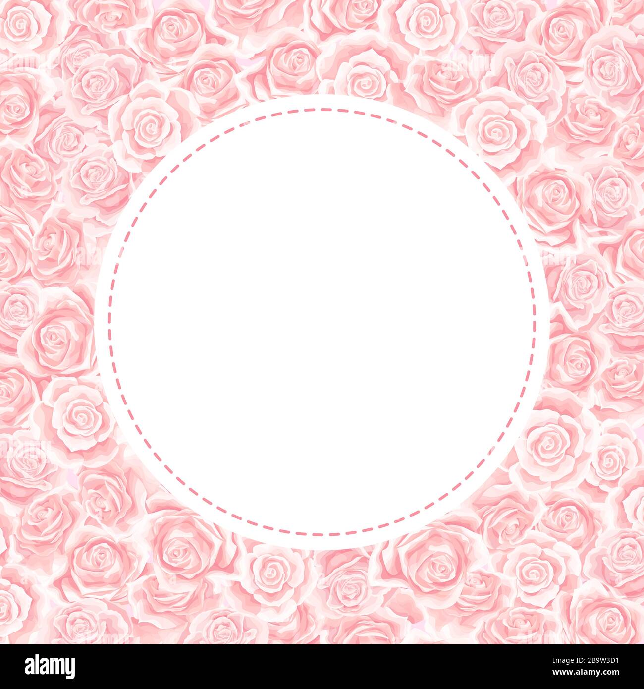 Bouquet floral élégant de roses roses comme cadre. Bordure vectorielle estivale Illustration de Vecteur