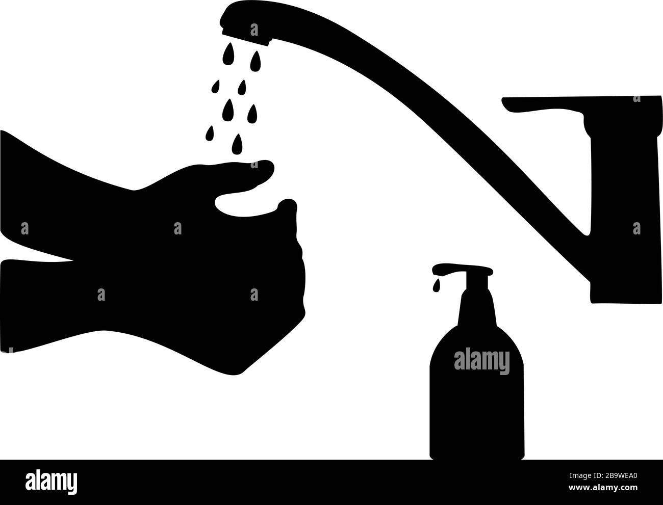 Silhouette se laver les mains avec du savon Image Vectorielle Stock - Alamy