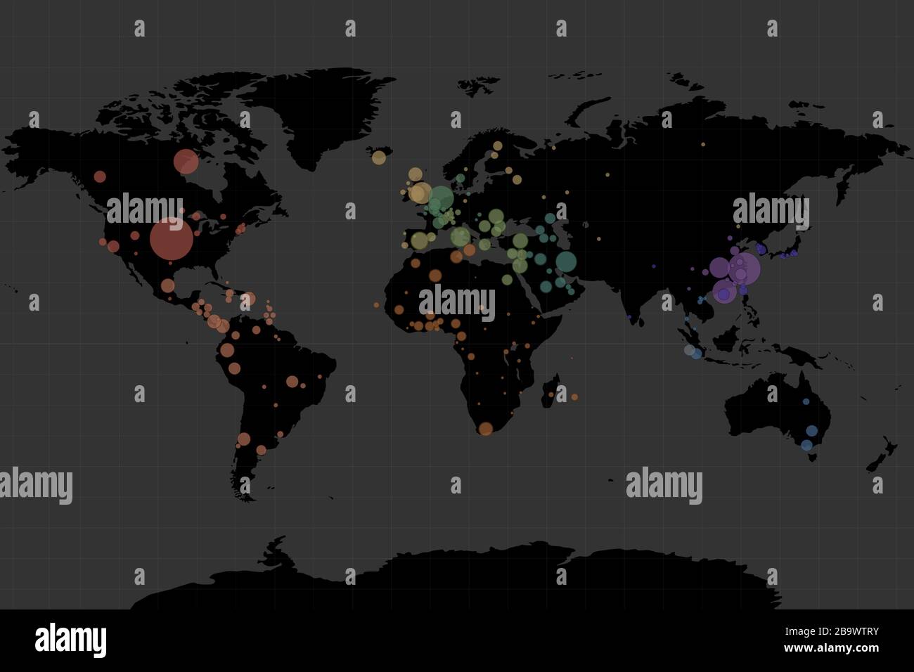 Carte du monde et des foyers d'infection, coronavirus pandémique. Illustration de Vecteur